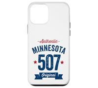Custodia per iPhone 12 mini 507 Minnesota Codice Area Distressed Autentico Blu Testo