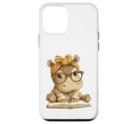 Custodia per iPhone 12 mini Adorabile topo di biblioteca con ippopotamo e copricapo