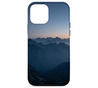 Custodia per iPhone 12 mini Alpine Mountain Silhouette Alba Strati Picchi Orizzonte