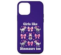 Custodia per iPhone 12 mini Anche alle ragazze piacciono i dinosauri Pink Bow T-Rex Dino Lover Coquette