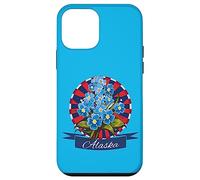 Custodia per iPhone 12 mini Bandiera dell'Alaska Alpine Forget Me Not Patriotic Proud Alaska USA