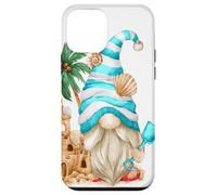 Custodia per iPhone 12 mini Beach Lover With Flip Flops And Sand Castle Funny Gnome