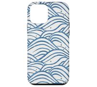 Custodia per iPhone 12 mini Bianco e Blu Ocean Onde Seamless Pattern Coastal Nautical