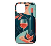 Custodia per iPhone 12 mini Bicchiere di vino accanto a una bottiglia senza etichetta e fichi