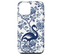 Custodia per iPhone 12 mini Bird Chinoiserie Floreale Blu Fenicottero Supercute