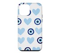 Custodia per iPhone 12 mini Blu scuro scuro Evil Eye Greco Eye Cute Heart Eye Pattern