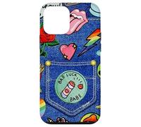 Custodia per iPhone 12 mini Blue Denim Patch Pattern Bad Luck Babe 90s Design Estetico