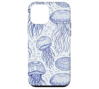 Custodia per iPhone 12 mini Blue Jellyfish Ocean Pattern Aquatic Marine Life