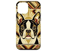 Custodia per iPhone 12 mini Boston Terrier Art Deco stile retrò cane design
