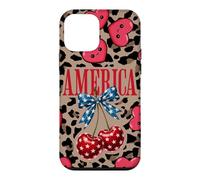 Custodia per iPhone 12 mini Brown Cheetah America Girls Leopard Print Cherry E Bow