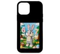 Custodia per iPhone 12 mini Building Blocks Easter Egg Bunny Ragazzi Ragazza Famiglia Corrispondenza
