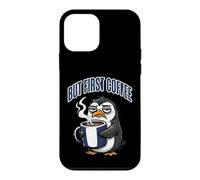 Custodia per iPhone 12 mini But First Coffee Sleepy Penguin Caffeine Lover