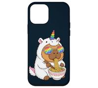 Custodia per iPhone 12 mini Capibara Unicorno che mangia Ramen Rainbow Pride Kawaii