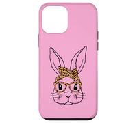 Custodia per iPhone 12 mini Carino Bunny Coniglio Face Leopard Print Occhiali Happy Easter