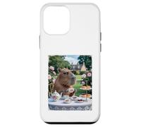 Custodia per iPhone 12 mini Carino Capybara Sip Tea Rose Cup Cottagecore Floral Garden