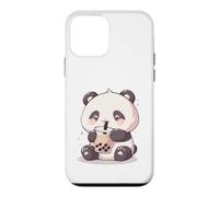 Custodia per iPhone 12 mini Carino Chibi Panda Sorseggiando Boba Tea Kawaii Bubble Art