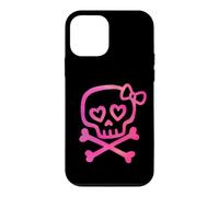 Custodia per iPhone 12 mini Carino Cranio Crossbones Rosa Pirata Ragazza Estetica Doodle