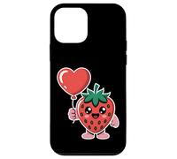 Custodia per iPhone 12 mini Carino Fragola Che Tiene Cuore Palloncino Kawaii Fruit Art