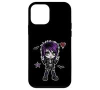Custodia per iPhone 12 mini Carino gotico ragazza viola capelli rock segno emo art punk