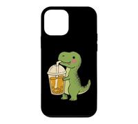 Custodia per iPhone 12 mini Carino T Rex Boba Cartoon Dinosaur Bubble Tea Snack Amante