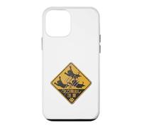 Custodia per iPhone 12 mini Cartello retrò giapponese con gatto che attraversa la scritta "Caution Leaping Cats