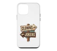 Custodia per iPhone 12 mini Cartello vintage con clowns to the right jolly to the left
