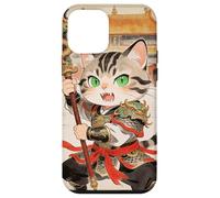 Custodia per iPhone 12 mini Chibi asiatico cinese guerriero gatto - Meow Kung Fu Vintage Art