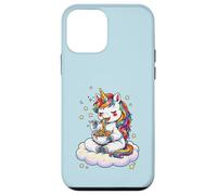 Custodia per iPhone 12 mini Chibi Unicorno Mangia Arcobaleno Spaghetti Pasta Grafica
