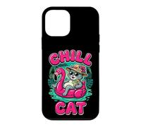 Custodia per iPhone 12 mini Chill Cat Flamingo Modalità galleggiante