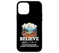 Custodia per iPhone 12 mini Christian Faith Believe In Cristo Bella Montagna Scena