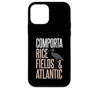 Custodia per iPhone 12 mini Comporta Portogallo campi di riso e silhouette di cicogna atlantica