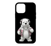 Custodia per iPhone 12 mini Cool Polar Bear Cuffie Plaid Giacca Design