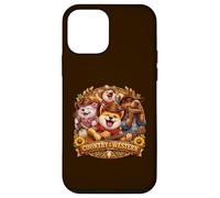 Custodia per iPhone 12 mini Country& Western Capybara Shiba-Inu con chitarra Musica