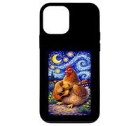 Custodia per iPhone 12 mini Cozy Chicken Playing Guitar Whimsical Art Music Farmer Hen