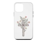 Custodia per iPhone 12 mini Croce con fiori selvatici a pastello, motivo: natura divina