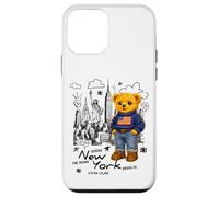 Custodia per iPhone 12 mini Cute American Teddy Bear Sketch Drawing, New York Teddy Bear