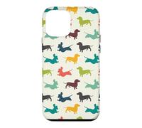 Custodia per iPhone 12 mini Cute Funny Womens Jumping Multicolor Dachshund Lover Pattern