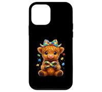 Custodia per iPhone 12 mini Cute Highland cow Autism Awareness