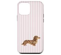 Custodia per iPhone 12 mini Design a righe rosa a forma di cane bassotto