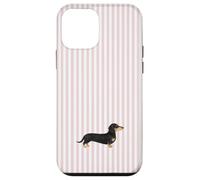 Custodia per iPhone 12 mini Design a righe rosa bassotto dai capelli lisci nero e crema