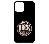 Custodia per iPhone 12 mini Design vintage con chitarra Born To Rock Forced To Work