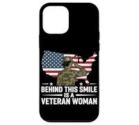 Custodia per iPhone 12 mini Dietro questo sorriso è una donna veterana bandiera militare orgoglio USA