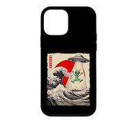 Custodia per iPhone 12 mini Divertente Alien UFO Abduction Great Wave Kanagawa Anime Alien