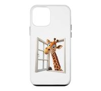 Custodia per iPhone 12 mini Divertente giraffa che sbircia attraverso una finestra aperta
