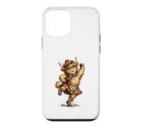 Custodia per iPhone 12 mini Divertente Highland Cow Esecuzione Scozzese Danza
