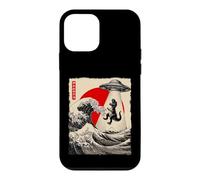 Custodia per iPhone 12 mini Divertente T-Rex UFO Abduction Great Wave Kanagawa Anime T-Rex