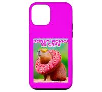 Custodia per iPhone 12 mini Donut Don't Worry Be Capy, divertente design per amanti di Capybara