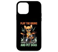 Custodia per iPhone 12 mini Drummer Dog Play The Drums Pet Dog Drumming Batteria Percussioni