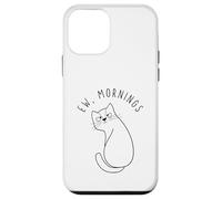 Custodia per iPhone 12 mini Ew Morning White Cat Sitting with Sad Face Not a Morning Cat