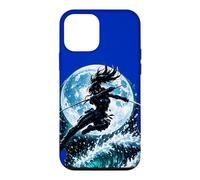 Custodia per iPhone 12 mini Female Anime Ninja Warrior with Swords Under Full Moon